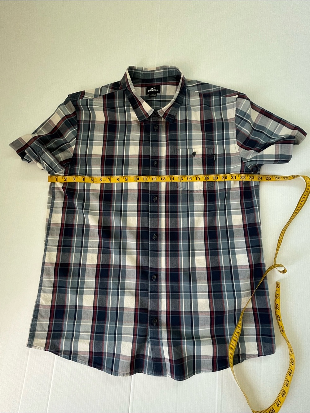 O’Neill Kensington Dust Blue Plaid Short Sleeve Button Up Shirt Size XXL - Picture 7 of 9